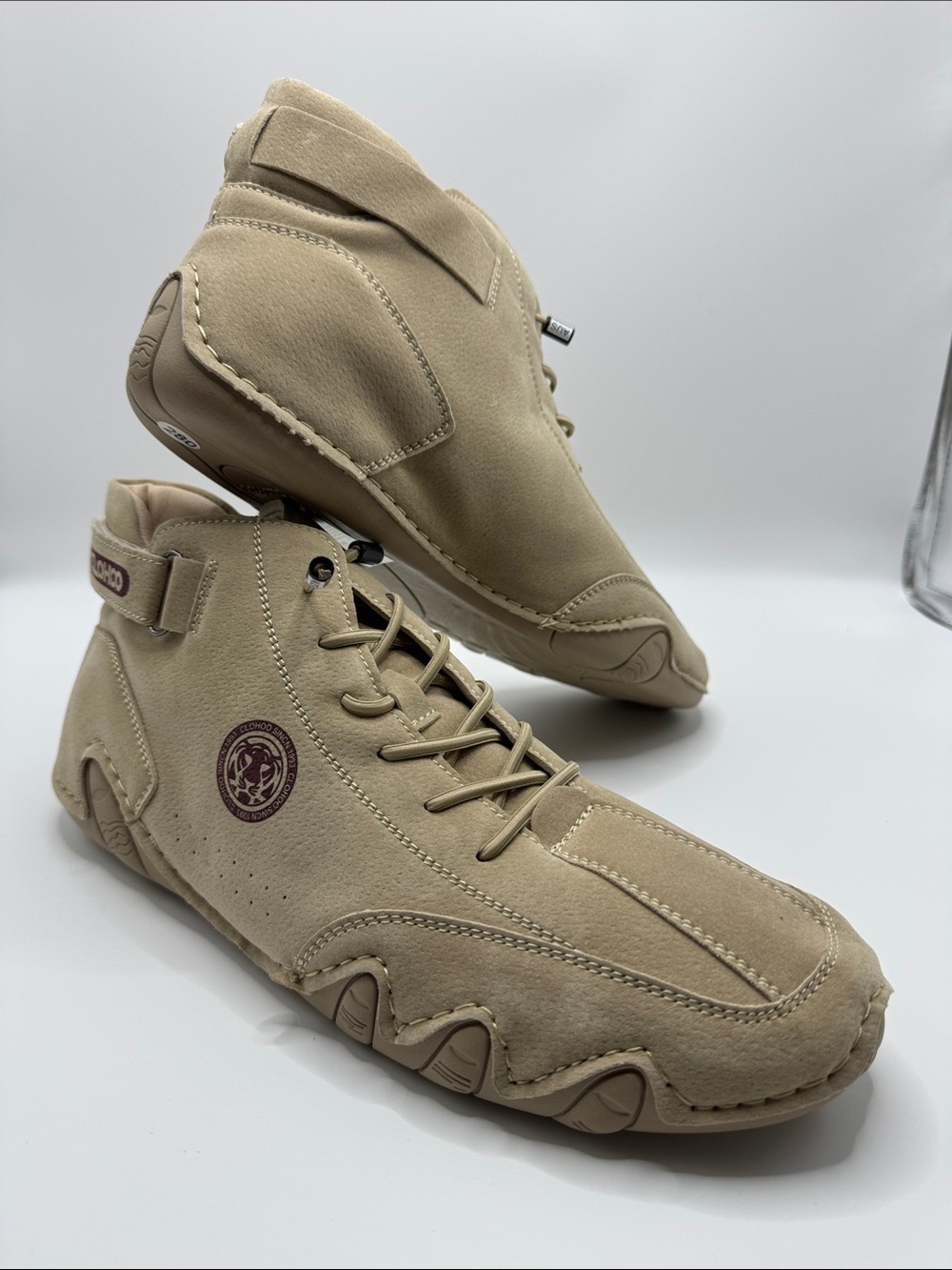 New Men's Beige Suede High-Top Lightweight CloHoo Casual Sneakers SZ US11.5